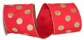 Red/Gold Dupioni Glitter Dots Ribbon