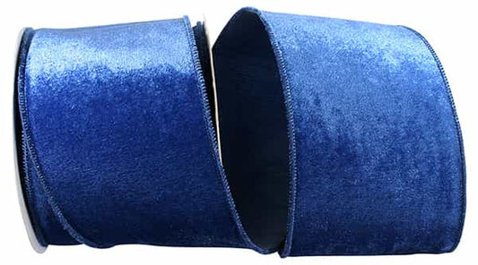 Blue Plush Velvet Ribbon with Dupioni Backing