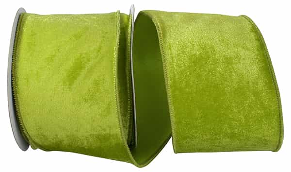 Plush Velvet with Dupioni Backing Ribbon- Lime
