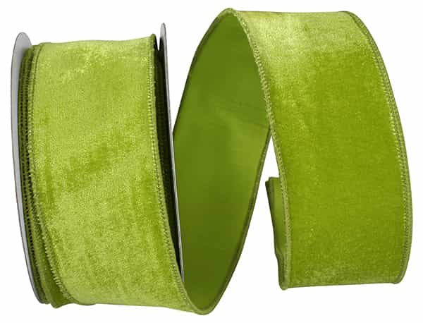 Plush Velvet with Dupioni Backing Ribbon- Lime