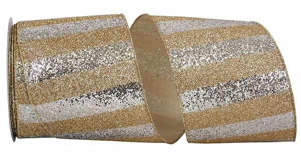 Glitter Gold Bar Duo Ribbon- Gold/Silver