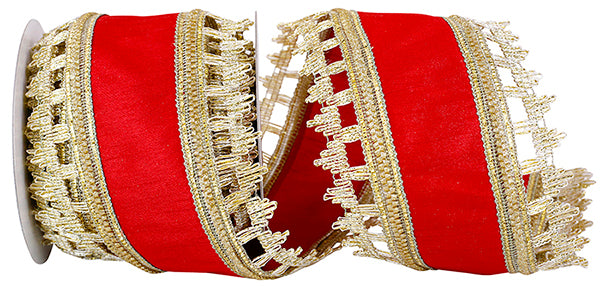 Regal Trim Cutout edge Dupioni- Red/Gold
