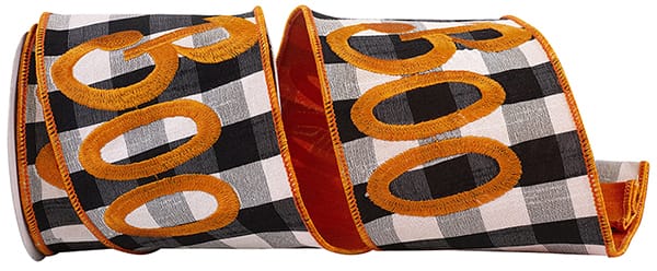 Boo Embroidered Buffalo Check Dupioni
