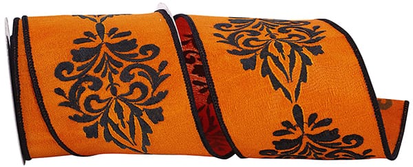 Grand Crest Dupioni-Orange/Black