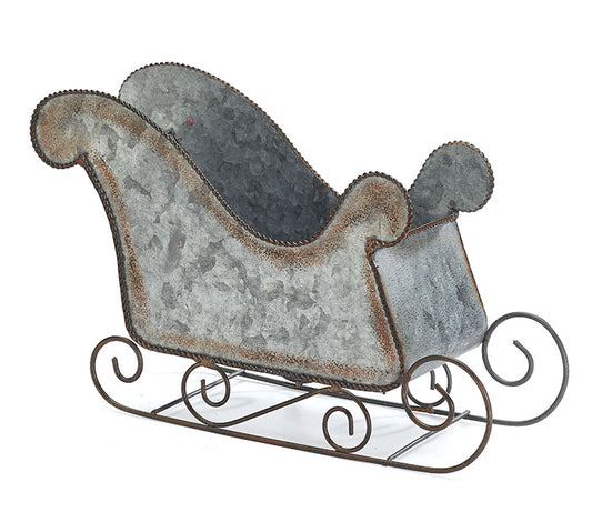 Galvanized Tin Sleigh Planter