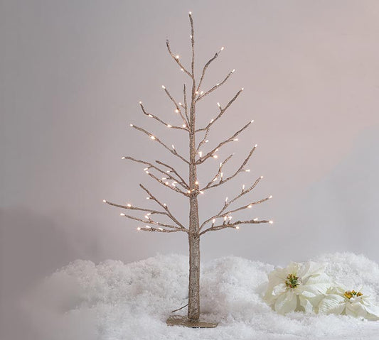 35" Champagne Glitter Tree with Twinkle Lights