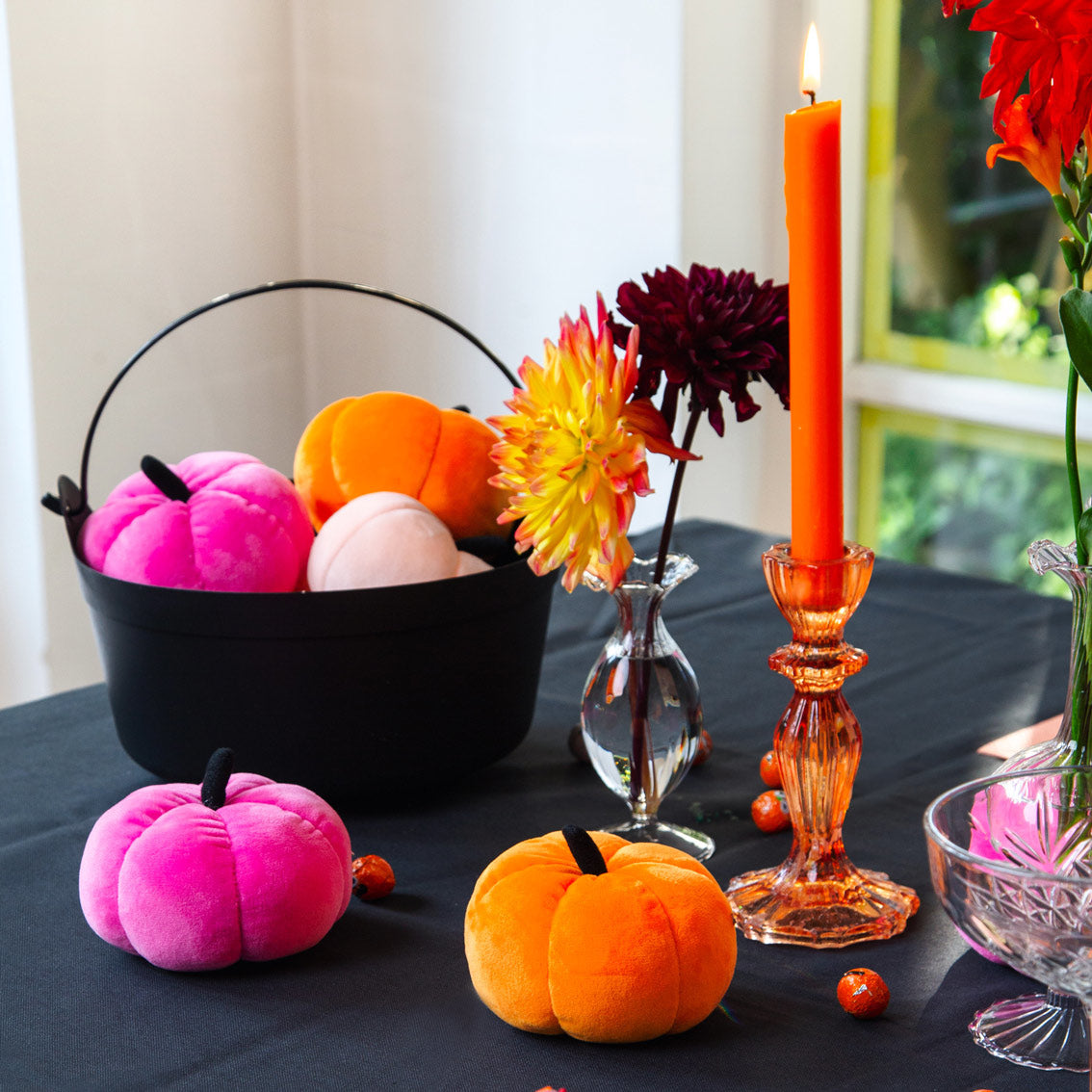 Orange Glass Candlestick Holder, More Sizes