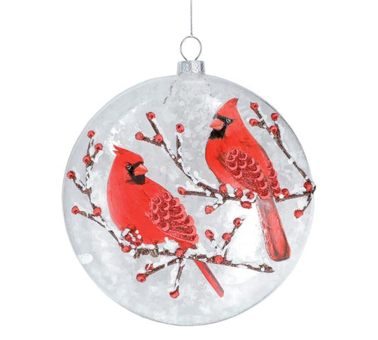 Two Red Cardinals Sitting On Berry Limbs Ornament