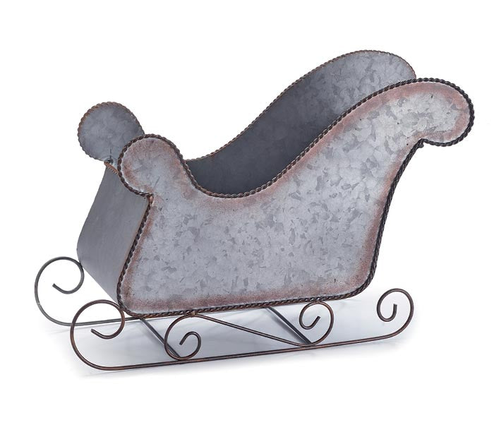 Large Galvanized Tin Sleigh Planter