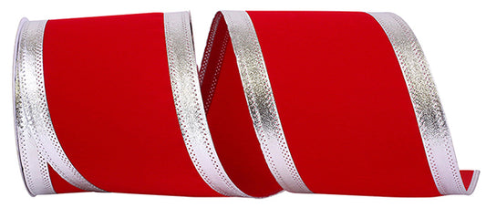 Velvet Dynasty Ribbon- Red/Silver