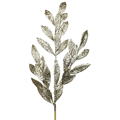 29” Glitter Leaf Spray-Champagne