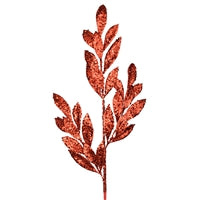 Red Glitter Leaf Spray