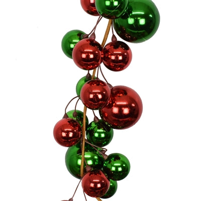 6' Elegant Plastic Ball Garland- Red/Green