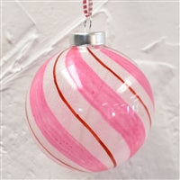 Twisted Peppermint Sparkle Glass Ball Ornament