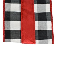 Black/White Check with Red Center Ribbon