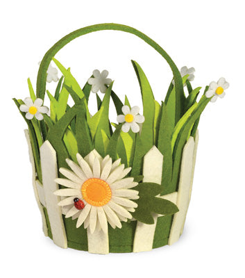 Daisy Picket Fence Felt Basket