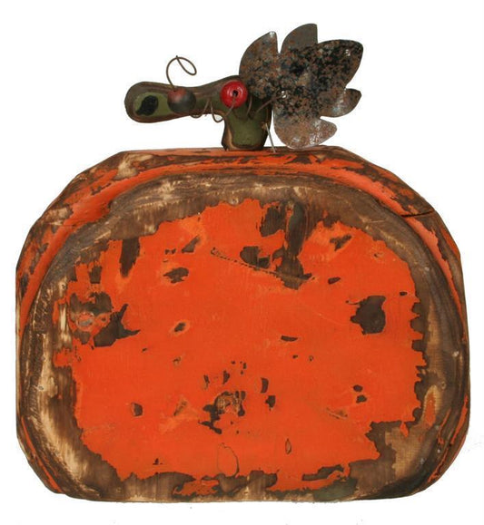 Orange Wood/Tin Round Pumpkin