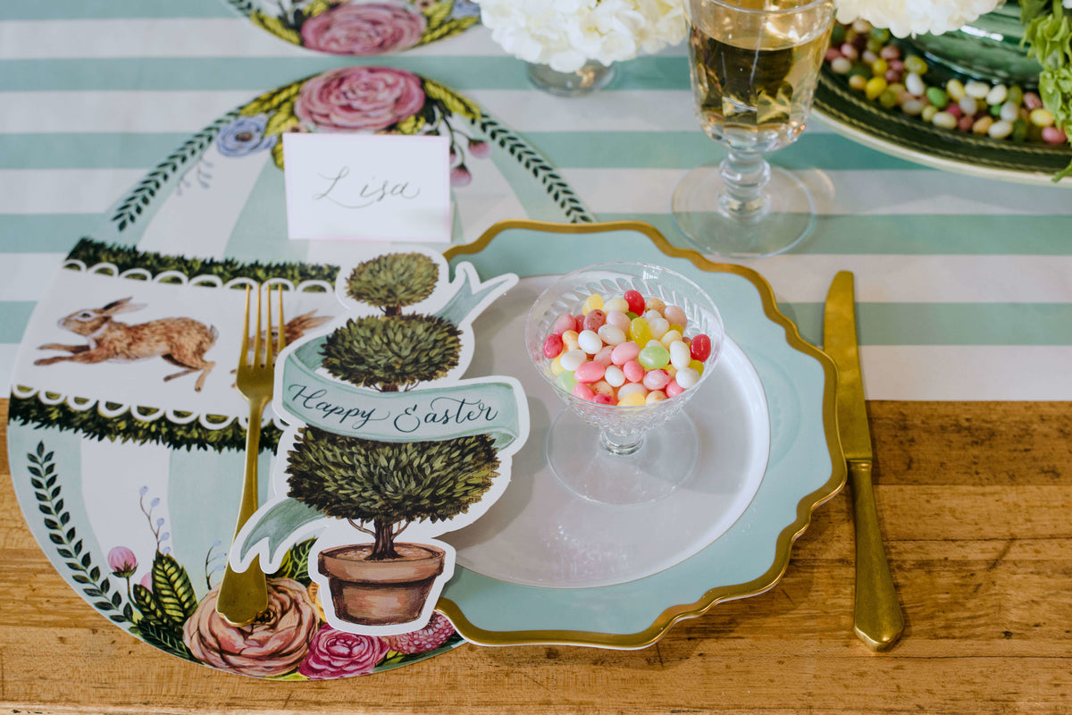 Die Cut Boxwood Bunny Egg Placemat