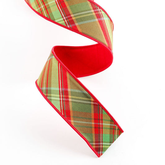 Lime/Gold/Red Diagonal, Fused Red Back Ribbon