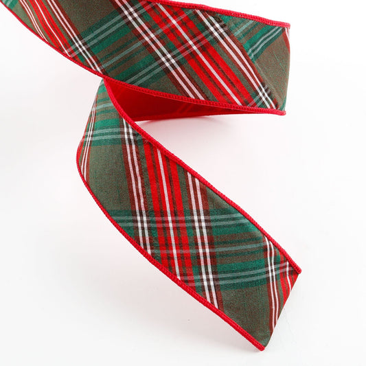 Green/Red/White Diagonal, Fused Red Back Ribbon