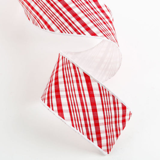 Red/White Diagonal, Fused Red Back Ribbon