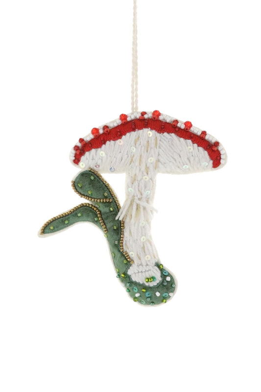 Beaded Amanita Muscaria Ornament