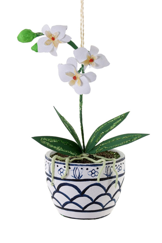 Potted Orchid Ornament-White