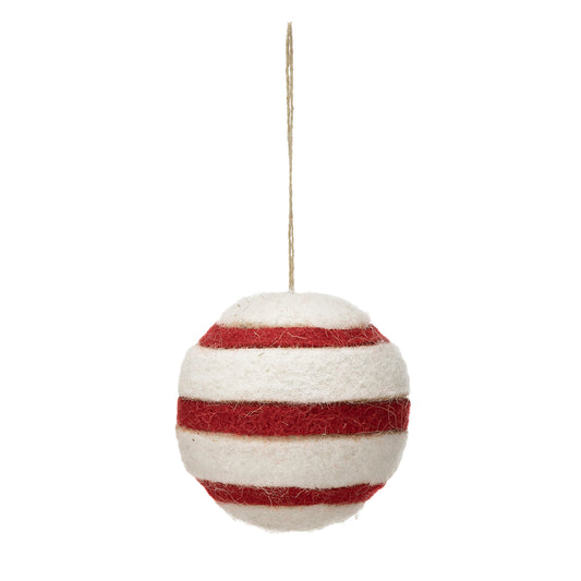 Red & White Stripe Ball Ornament