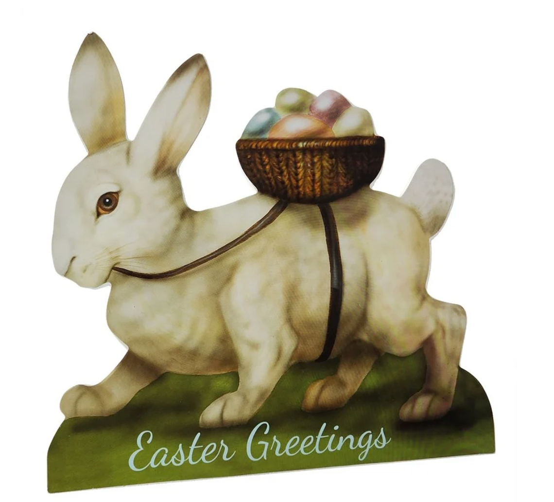 White Bunny with Egg Basket Large Dummy Board