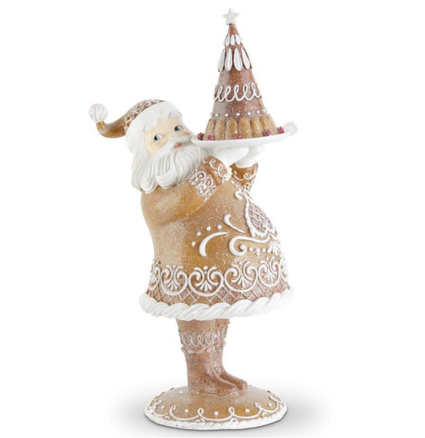 Brown Resin Glittered Gingerbread Santa