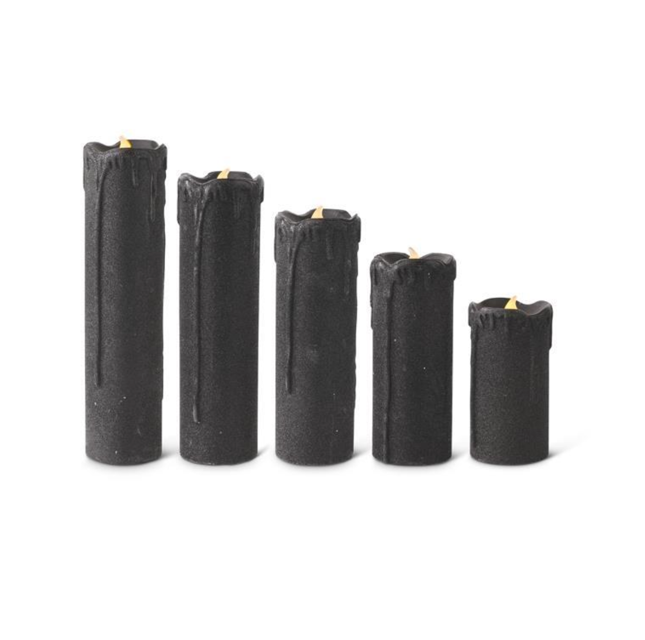 Black Glitter Resin LED Candles