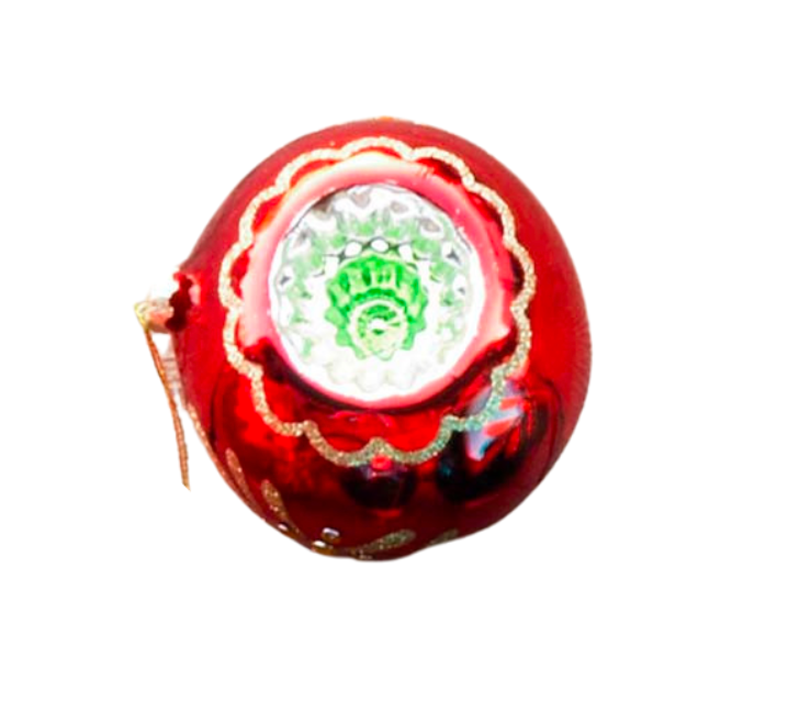 Red & Blue Glass Vintage Style Reflector Ornament