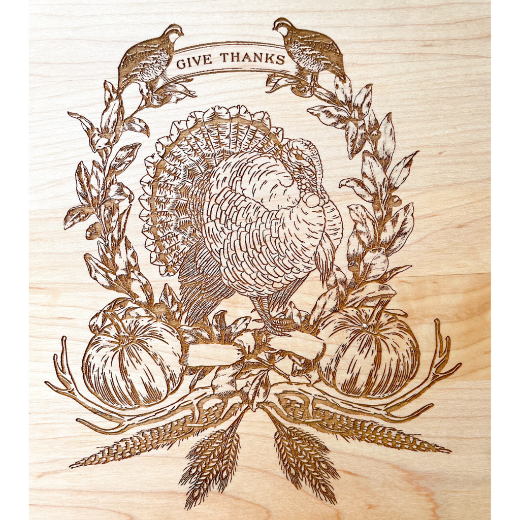 "Give Thanks" Maple Board with Leather Handles