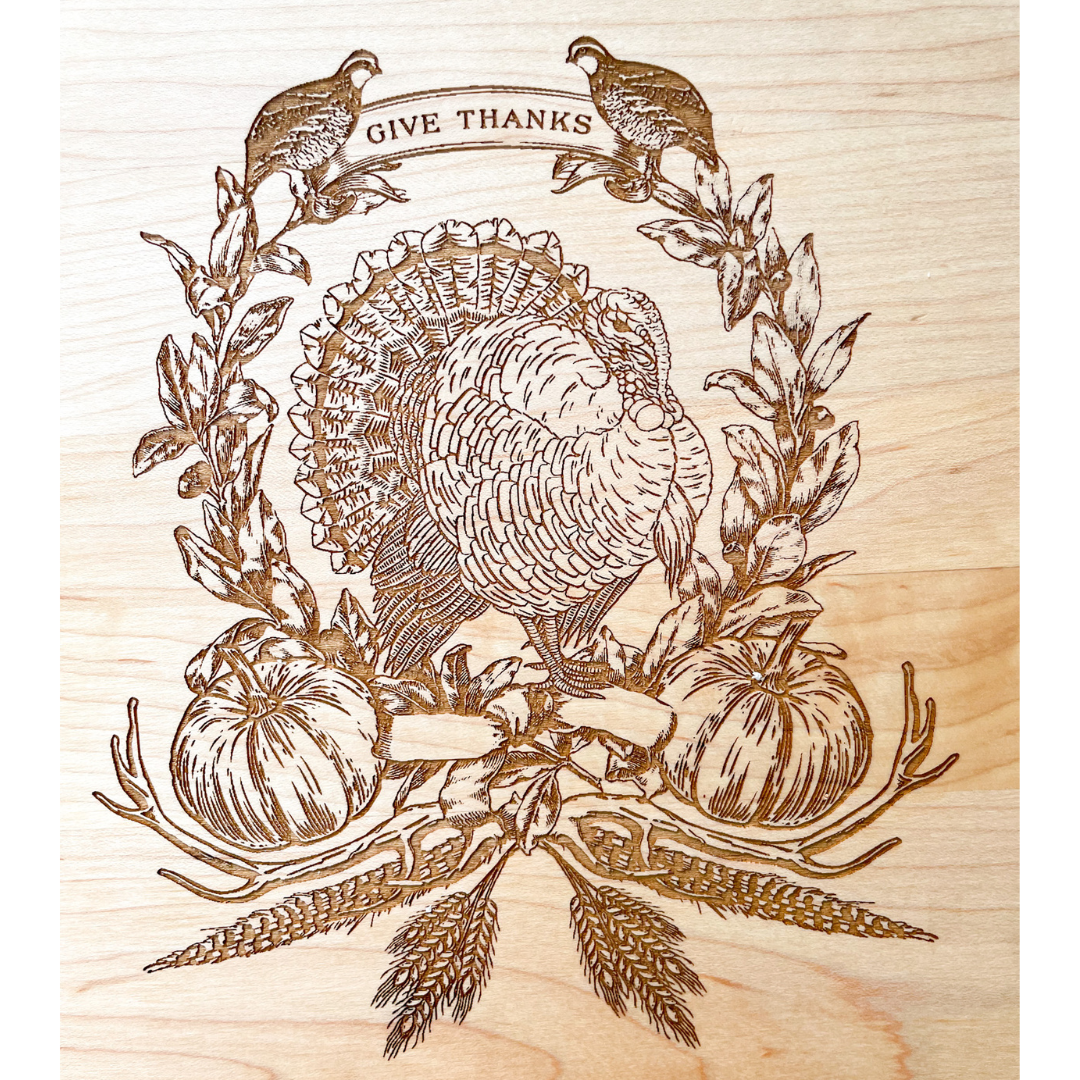 "Give Thanks" Maple Board with Leather Handles