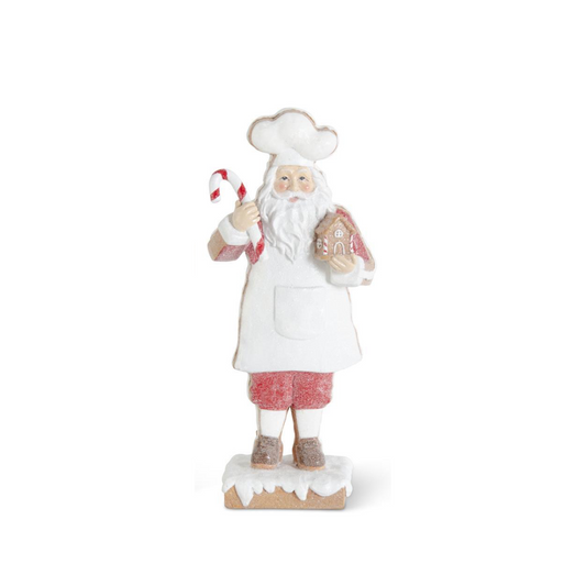 Sugared Chef Santas Holding Gingerbread