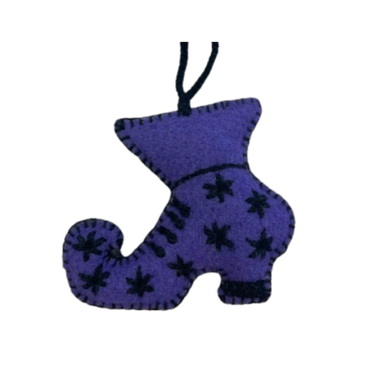 Purple Witch Shoe Ornament