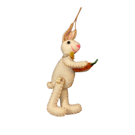 White Rabbit Holding a Carrot Ornament