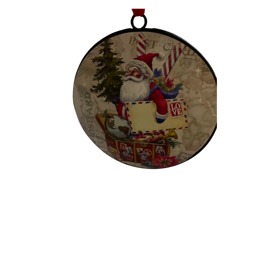 Post Card Santa Disc Ornament