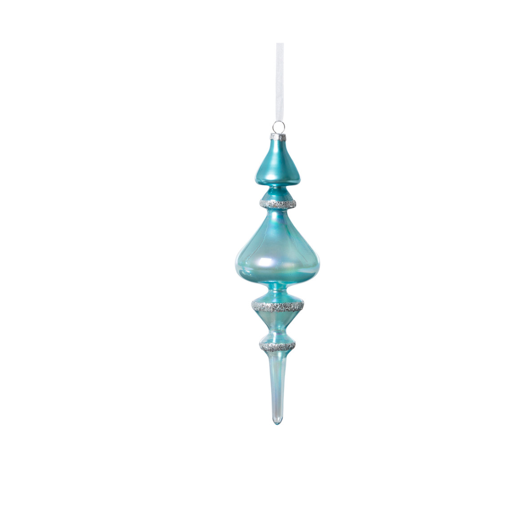 Northern Sky Blue Glass Finial Ornament