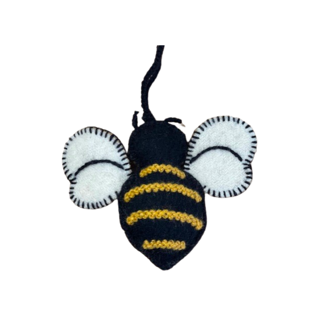 Bee Embroidered Wool Ornament