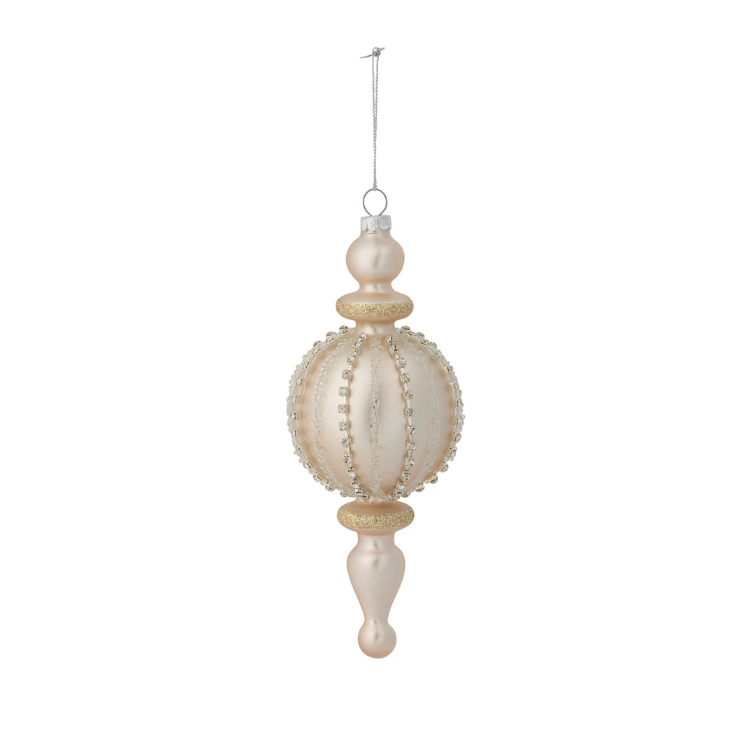 Rhinestone Pattern Frosted Glass Finial Ornament