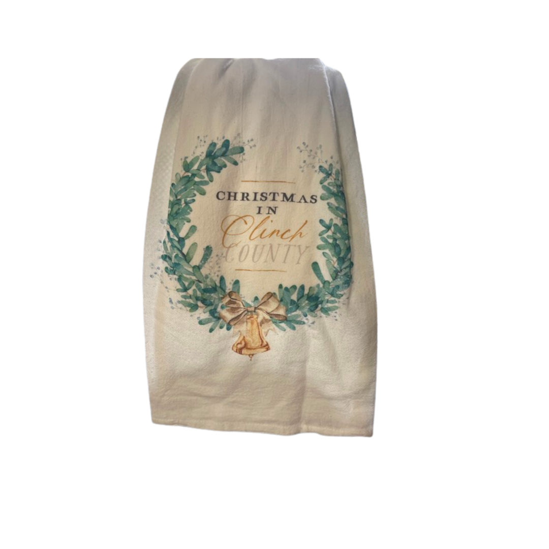 Christmas in Clinch County Tea Towel