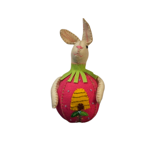 White Rabbit Head on Pink Egg Shell Ornament