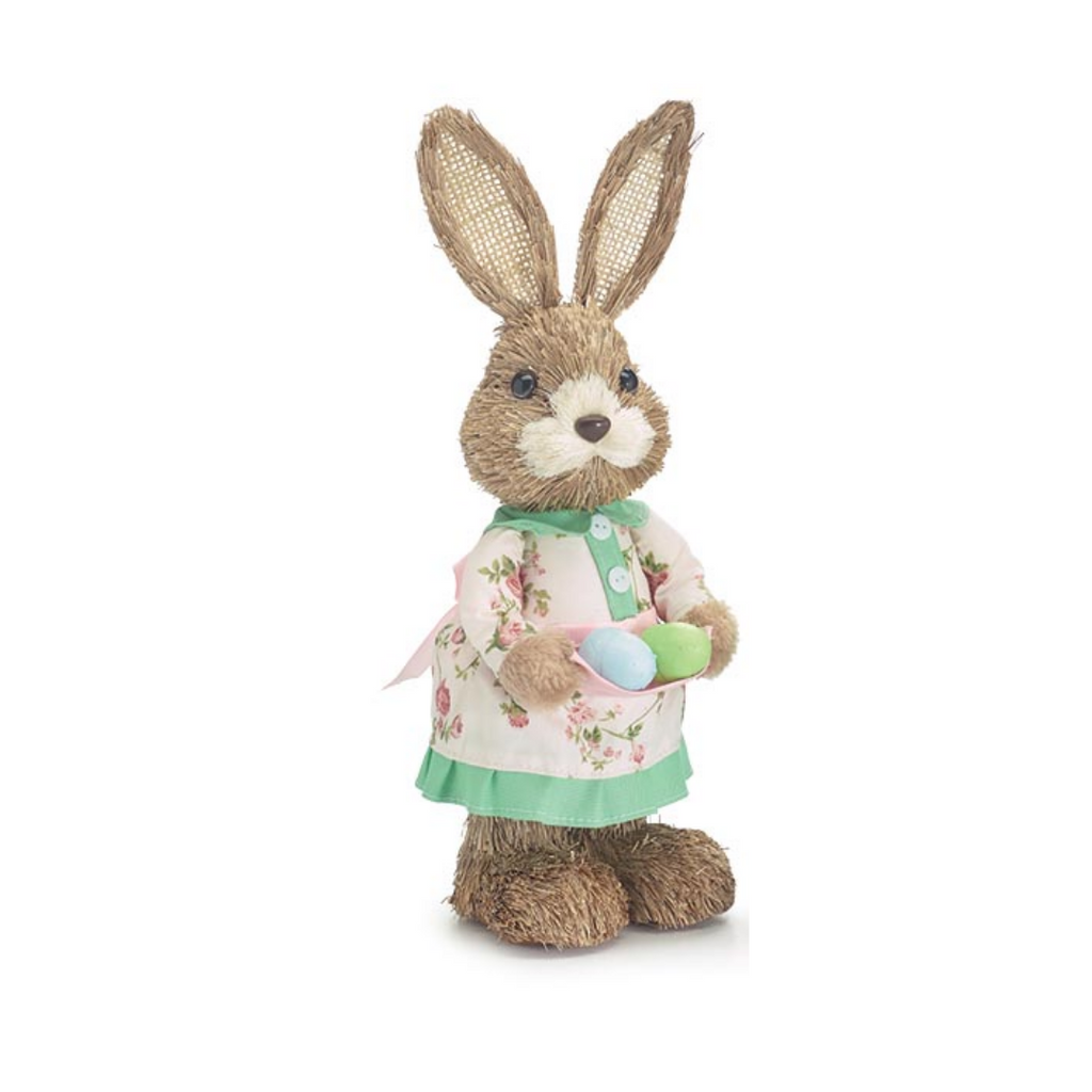 Sisal Bunny Couple w/Eggs and Carrots