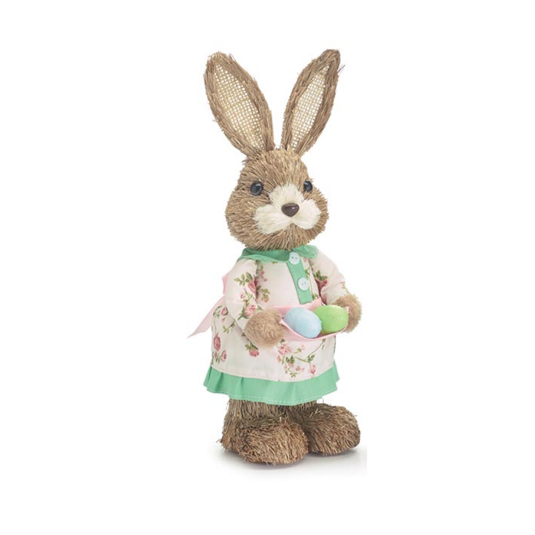 Sisal Bunny Couple w/Eggs and Carrots