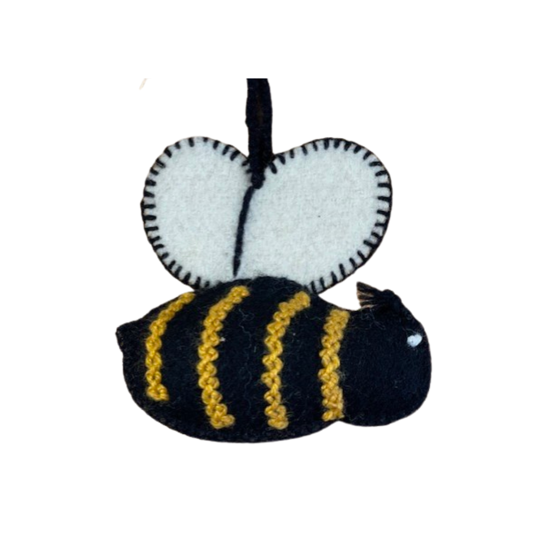 Bee Embroidered Wool Ornament