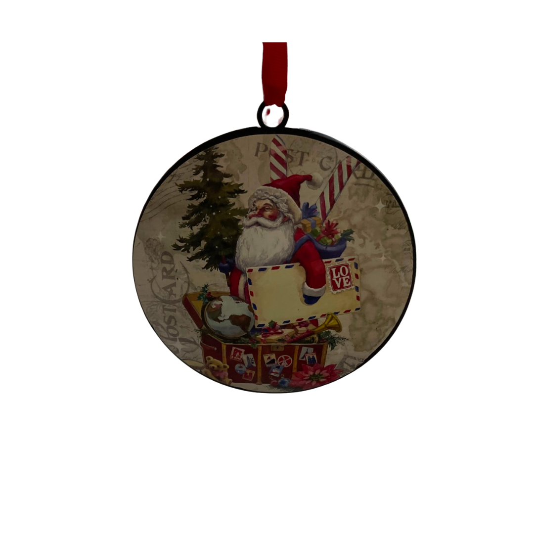 Post Card Santa Disc Ornament