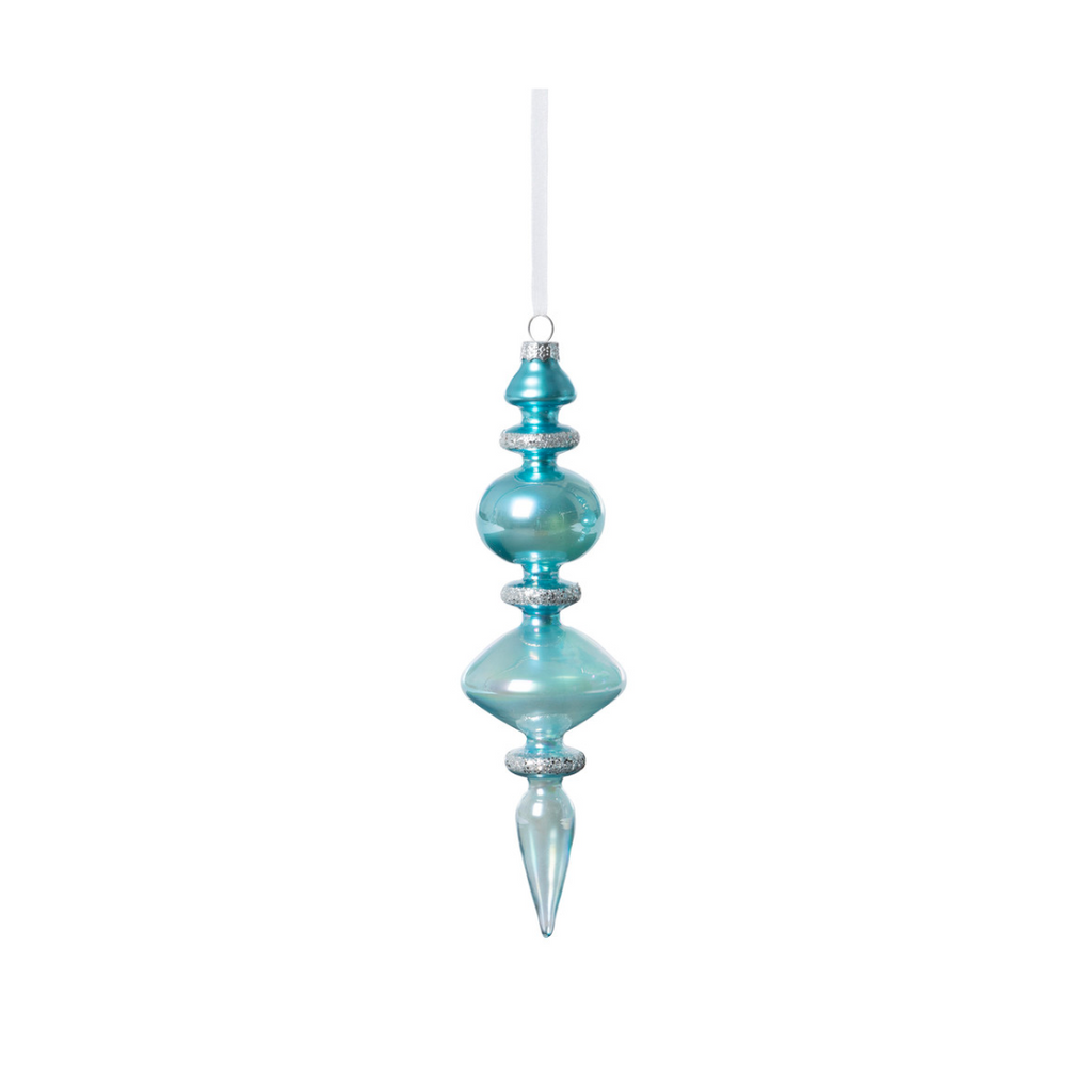Northern Sky Blue Glass Finial Ornament