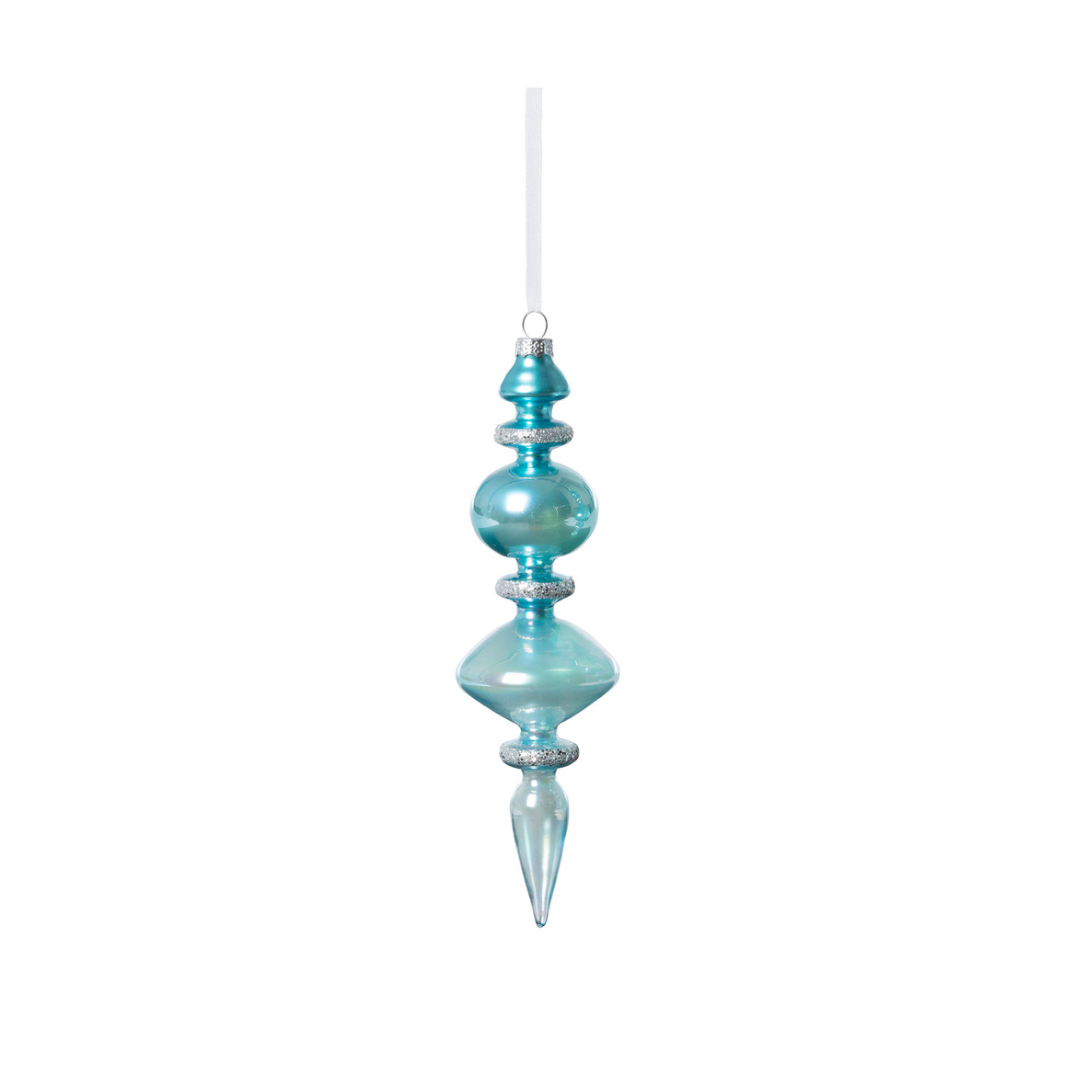 Northern Sky Blue Glass Finial Ornament