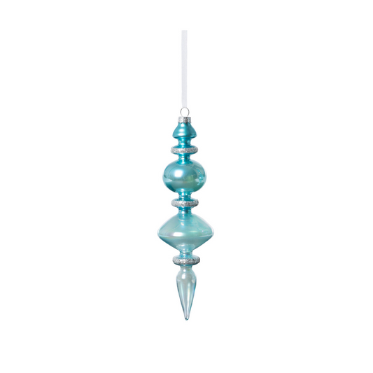 Northern Sky Blue Glass Finial Ornament